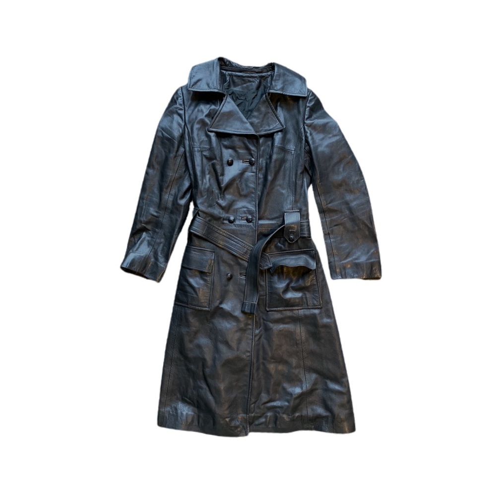 Genuine Leather Trench Coat - Picture 1 of 3
